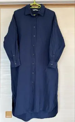 ユニクロ　長袖シャツワンピース　ブルー　Sサイズ