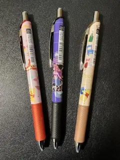 ディズニーストア　ボールペン 3本　プーさん　アリエル　ブラック　0.5
