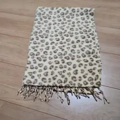 ヒョウ柄 フリースマフラー フリンジ付き