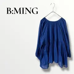 ビーミング　B:MING 長袖　ブラウス　後ろリボン フリル　ブルー　Sのサムネイル