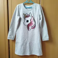H&M ユニコーン刺繍 長袖ワンピース 122/128