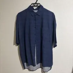 【nano universe】 ネイビー 花柄 半袖シャツ L