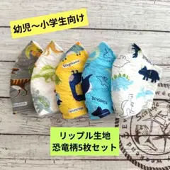 ☆限定セール☆男の子用〜ハンドメイドマスク〜リップル恐竜柄5枚セット☆