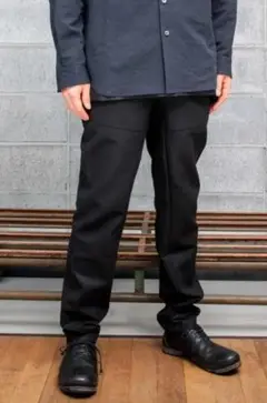 【山内】 超強撚二重織コットン立体切替パンツ / BLACK