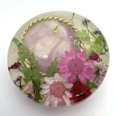 ＊No. 63 ＊春フラワー レジン ピンク 上品 大人かわいい　ドライフラワー