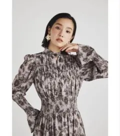 rienda リエンダ グレイズフラワーギャザーフレアワンピース ワンピース