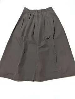 【GU】良品☆タフタフレアロングスカート☆ブラウンLサイズ☆美シルエット