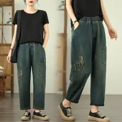 着痩せ効果 薄手 デニム ジーパン テーパードパンツ シンプル 夏コーデ