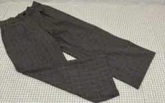 PLST ウォームリザーブワイドパンツ　タータンチェック ブラウン系