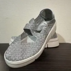 ゴムゴムGomu56 クロスデザインスリッポンシューズ 厚底 シルバーラメ