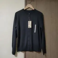 洗える ウール ハイゲージ クルーネックカーディガン L ダークグレー