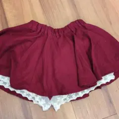 バーガンディ サーキュラースカート レースインナーパンツ付き 120
