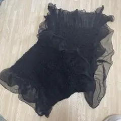 黒 シフォン フリル ストール・ショール