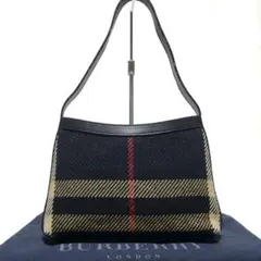 極美品 BURBERRY　ハンドバッグ ノバチェック ツイード ウール レザー