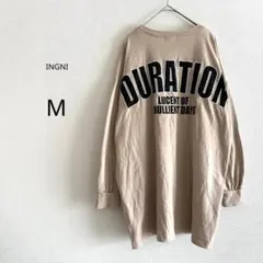 【INGNI】 Tシャツ ロンT 長袖 ベージュ M バックロゴ クルーネック