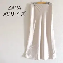 ZARA ベージュフレアスカート XSサイズ 薄手　光沢