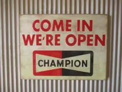 インテリア木製看板CHAMPION検)アドバタイジングガレージUSA60s70s