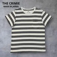 THE CRIMIE 日本製 胸ポケット 半袖ボーダーTシャツ 白×黒 Mのサムネイル