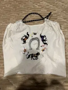 馬の刺繍 ホワイトトートバッグ
