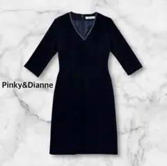 Pinky&Dianne♡Vネック ウール 膝丈 ワンピース