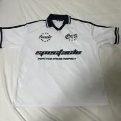 オーバーサイズ サッカー ユニフォームデザイン ポロ襟 半袖Tシャツ M