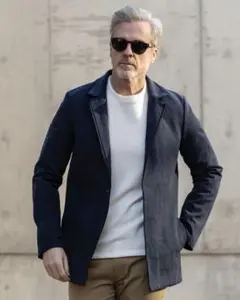 【定価6.8万】wjk ヘビー帆布 テーラードジャケット 紺 S 裏地ウール