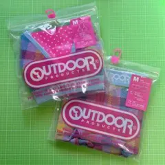 OUTDOOR PRODUCTS チェック柄ブラジャーショーツセット M ブルー
