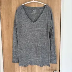 【Mossimo】長袖 Vネックカットソー Lサイズ グレー 霜降り ロンTのサムネイル