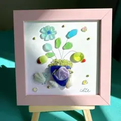 ❤️海色チューリップ❤️うさぎ❤️シマエナガ❤️シーグラスアート