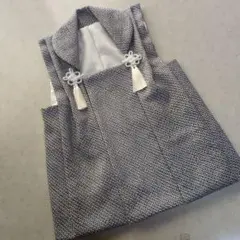 七五三３歳正絹総絞り手縫いの被布（ブルーグレー）中綿無し