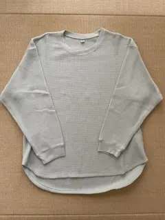 ユニクロ　ワッフルTシャツ　レディース　L ライトグリーン