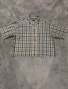 90s OL UNIQLO 短丈　イエローチェックシャツ　city