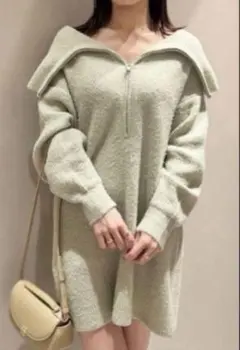 snidel オフショルスキッパーミニニットワンピ