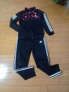 adidas ドット柄 ジャージ 黒/ピンク　150cm