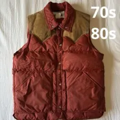 70's 茶タグ ザノースフェイス ダウンベスト オレンジ 古着 3544