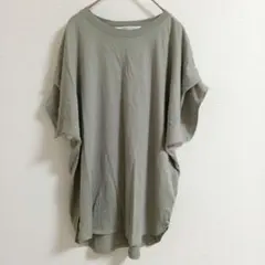 Lugnoncure 半袖 カットソー カーキＦ　リネン混　ドロップショルダーのサムネイル