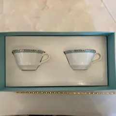 Tiffanyティファニー　プラチナブルーバンド　カップ＆ソーサー　ペアセット