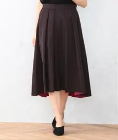 COMME CA ISM リバーシブルツイルタックスカート コムサイズム