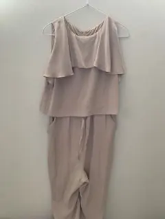 授乳対応　ベージュ フリル付きワンピース