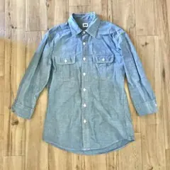 ユニクロ　メンズ　ライトブルー　デニムシャツ　S　7部袖　シンプル　ユニセックス