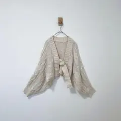 マジェスティックレゴン　ワイドカーディガン　ニットケーブル編み　羽織