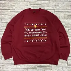 GILDAN スウェット クリスマス 英字ロゴ ワインレッド USA古着