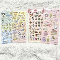 ４枚　ポケモン プラプラシール クレヨンしんちゃん　ぷっくり　ふわふわ