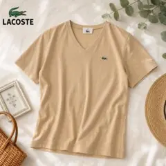 LACOSTE Vネック Tシャツ ベージュ 38 日本製