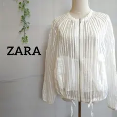 ザラ　ザラベーシック　シアージャケット　ストライプ　ホワイト　シースルー