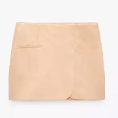 ZARA 未使用　オレンジ　S リネン　ブレンド　スコート　ザラ