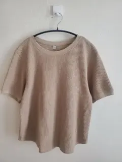 【ユニクロ】ワッフルクルーネック半袖Tシャツ　 Mサイズ　ベージュ