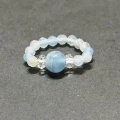 BR423 天然石 パワーストーン ビーズリング ブルーカルサイト 8＆4mm