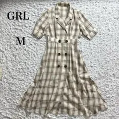 グレイル　チェックトレンチライクワンピース　M 半袖　コットン混　a1276