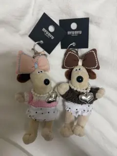 nyunyu ドッグ ぬいぐるみ キーホルダー 2個セットのサムネイル